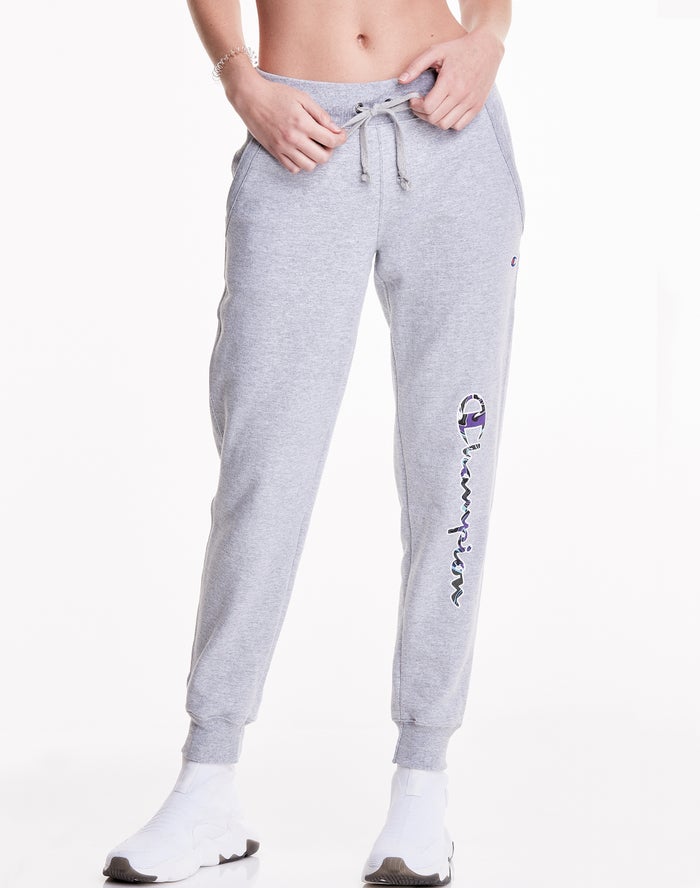 Champion Joggingbroek Dames - Grijs - Powerblend Fleece Liquid Filled script Logo ( 796304-EZS )